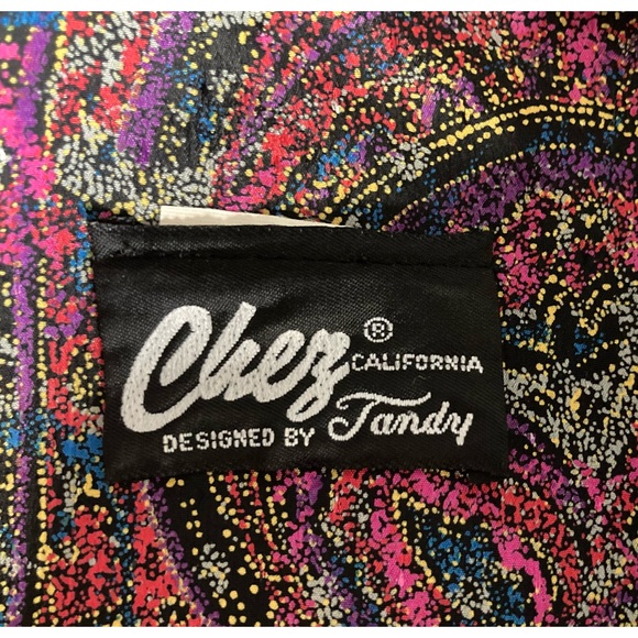 Vintage 1980s Chez California Drop Waist Oversized Paisley Dress - Picture 3 of 5